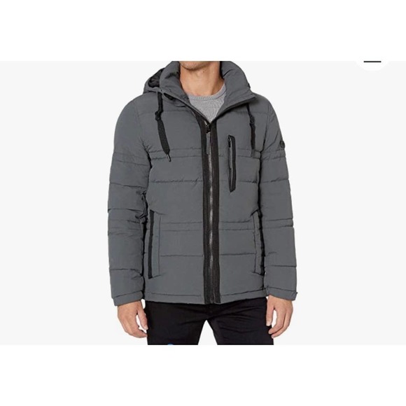 Andrew Marc Men's Mid Length Hooded Down Jacket